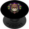 Mardi Gras Skull Carnival Art Mardi Gras, cappello con teschio e perline, New Orleans, Nola PopSockets PopGrip Adesivo