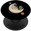 Astronaut Reading Alien Moon Space Book Astronauta Leggendo Alien Cosmic Tales Moon Space Art PopSockets PopGrip Adesivo