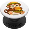 Monkey Fast Food Cheeseburger Carino Scimmia Mangiare Burger Fast Food Design PopSockets PopGrip Adesivo