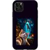 Smile Cat Selfie Humor for Cats & Dinosa Custodia per iPhone 11 Pro Max Divertente Gatto Sorridente Selfie Alieno UFO T-rex Dinosauro Rapimento