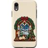 Christmas Season Custodia per iPhone XR Candela e albero di scena invernale della finestra di Natale