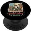 Classic Christmas Vintage Xmas Nostalgic Gatto cattivo che distrugge l'albero di Natale luci ornamenti retrò PopSockets PopGrip Adesivo