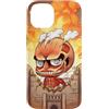 進撃の巨人 Custodia per iPhone 14 AOT Chibi Titan at Wall with Flames Action Anime Series