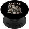 Funny Raccoon Snacks Apparel Snack Make Me Nicer Divertente Procione Snack Amante Foodie PopSockets PopGrip Adesivo