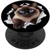 4SiameseCatLovers Divertente gatto siamese che sbircia carino mamma papà PopSockets PopGrip Adesivo