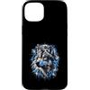 Wild Nature Animal Designs Custodia per iPhone 15 Plus Lupo dagli occhi azzurri, luna, acquerello, amante della