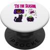 Retro Spooky Season Club Tis the Season Retro Halloween Ghost Black Cat TV anni '80 PopSockets PopGrip Adesivo