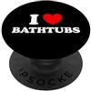 I Love Bathtubs Ventaglio a forma di cuore per vasca da bagno, divertente, carino, vintage, con artiglio PopSockets PopGrip Adesivo