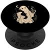 Spooky Introvert Ghost & Cat Coffee Co. Meh Ghost Holding Gatto Nero E Caffè Spettrale Carino PopSockets PopGrip Adesivo