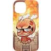 進撃の巨人 Custodia per iPhone 15 AOT Chibi Titan at Wall with Flames Action Anime Series