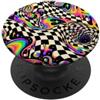 Trippy Checkerboard Retro Art Accessorie Melting Checkerboard Psichedelico Y2K Trippy Pattern Opera D'arte PopSockets PopGrip Adesivo