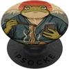 Japanese Art Vintage Frog Art Graphic Ap Grumpy Frog Mangia Ramen Arte giapponese Vintage Scroll Phone PopSockets PopGrip Adesivo