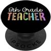 Matching Groovy 60s Style Teacher Spirit 8 ° grado insegnante colorato Leopard Print Pattern Style PopSockets PopGrip Adesivo