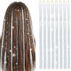 XETHI 8 Ciocche Extension Capelli Glitter, 120 cm Filamenti Scintillanti in Argento per Donna e Ragazze, Accessori per Capelli per Feste, Carnevale e Cosplay