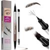 GEVECORI Matita per sopracciglia 2 in 1 impermeabile, Microblading 4D (marrone scuro)
