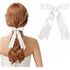 Tissting Clip per capelli a due farfalle a doppio strato con nastro satinato, morbidi e affascinanti capelli in seta raso fiocchi per capelli, accessorio per capelli per ragazze bambini (bianco)
