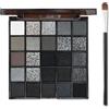 ARCHIDATE Smoky Palette di ombretti, 25 colori, nero e bianco, gotico, in toni freddi, texture perlata, trucco per Halloween, con pennello per ombretto