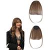 LOZTBUE Frangetta Finta Clip per Capelli,Capelli umani Remy al 100% con Extension Frontale,Fascia Unica per Donna,Ideale per Incontri e Feste(Marrone Chiaro)