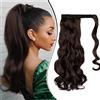 Dcbaboo Coda Capelli Extension Ricci 50cm Posticci per Capelli Extension Coda Capelli Finti Clip Mossi Coda di Cavallo Ondulati Code Finte per Capelli Sintetici Lunghi Ponytail, Marrone & Auburn