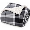 Corredocasa Coperta Plaid in Pile e Sherpa Morbidissima - Calda Coperta Invernale Letto Singolo Piazza e Mezza - Idea Regalo Natale Soffice Avvolgente - Plaid Copriletto (160x210 cm, Tartan Grigio Scuro)