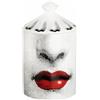 AlphaDesignLuxe Portacandele decorativo fatto a mano per aromaterapia, vaso di candela dal design italiano, decorazione alla moda, vaso da tavolo, arte moderna, viso femminile, occhi, labbra,