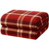 Corredocasa Plaid in Pile Ultra Morbido e Soffice con Elegante Trama Scozzese Made in Italy - Leggero e Confortevole - Perfetto per Divano, Letto (Rosso, Una Piazza e Mezzo 160x210)