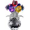 CHARMNAIL 7 Rose di Cristallo Figurina, Scultura Floreale Colorata Fatta a Mano, Decorazione Fiore Eterno, Regalo Significativo per Donna, Mamma, Moglie, Anniversario, Matrimonio, San Valentino