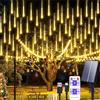 Aofonchy Solare Luci Della Pioggia di Meteore 10 Tubi 30CM 240LEDs Impermeabile Catena Luminosa Meteor Solare & USB Luci Natale con Telecomando per Giardino Natalizie Festa Decorazione