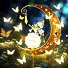 Calenxy Lampade solari a forma di luna, decorazione da giardino, elfo/fata dei fiori, impermeabile, lampada solare in metallo, lampada da giardino a LED in vetro, decorazione da giardino per esterni, terrazza
