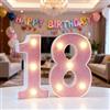 Mrilary Numeri luminosi a LED da 18 a 16,3 cm, colore rosa, per 18° compleanno | Targa con numero illuminato caldo per decorazioni di compleanno, anniversario di matrimonio, decorazione da parete per la