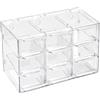 Syncharm Organizzatori da Scrivania con 9 Cassetti Mini Trasparente | Organizer per Cosmetici e Forniture per Ufficio, Impilabile Cassettiera Portaoggetti Plastica, per Gioielli Cucito Accessori