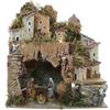 Moranduzzo Presepe con Grotta Illuminata e Natività 3 soggetti 6 cm - Statuine MINI 6-20x14x26 cm - Prodotto Ufficiale, Made in Italy, Scultore M. Landi