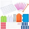 Tunejoy Set di Strumenti per Pittura a Diamante Scatola di Ricamo a Diamante Organizzatore 28 Scomparti con Vassoio a Imbuto Penne Etichetta Adesiva Cera per Fai da Te Strass Perline