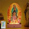 POSSHE Virgen De Guadalupe, Luce notturna con Remte 16 colori RGB base in legno, 4 modalità lampeggianti, timer, dimmerabile, decorazione religiosa, regali cattolici