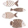 HX-uuyjno 4 decorazioni da parete in stile marittimo, effetto legno, decorazione da | Decorazione da parete marittima con pesci in legno, set decorativo da parete in legno, decorazione da parete per bagno