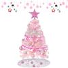 GEDEGOOK Mini Alberi di Natale,GEDEGOOK 60CM Albero di natale piccolo,Alberi per Fai Te Home Decor,Mini alberi Natale artificiali,Finte Piccolo Alberelli con Con 29 Pezzi Ornamenti Natalizi (Pink-B)