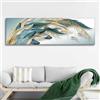 DAMAIART Quadro su tela dipinto astratto oro verde piuma poster grande quadro su tela per soggiorno decorazione artistica da parete 40x120cm senza cornice