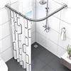 Generic Bastone per tenda da doccia Teon regolabile a forma di L, asta a pressione angolare antiruggine, facile installazione, design salvaspazio, 80 x 100 cm, finitura argento per arredo bagno