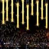 ODEETRONIC Luci Della Pioggia di Meteore Esterno, 240 LED 30cm 10 Tubi Natale Meteore Luce Impermeabile Doccia Pioggia Luci per Natale Albero Balcone Giardino Festa Nozze Decorazione, Bianco Caldo