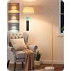 EDISHINE Lampada Terra Soggiorno, Altezza Regolabile, LED Dimmerabile, Oro | Lampada da Terra ad Arco, Testa Rotante, Struttura Metallo Regolabile 143-176 cm, Telecomando Magnetico, LED E27