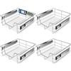 KESSER® Cassetto Telescopico - 4x 50cm ✓ Cestello e Armadio Estraibile per Cucina ✓ Cassetto ad Estrazione Totale ✓ Argento
