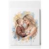 VARZI Tela Personalizzata Festa Della Mamma Con Foto Effetto Acquerello - Regalo Mamma Con Figli - Quadro Personalizzato Canvas (20x30cm)