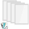 QHSXMQ 4 cornici magnetiche A4, autoadesive, con chiusura magnetica | Cornice portafoto magnetica argentata, autoadesiva, per informazioni, decorazione da parete per la casa, 32,5 x 23,8 cm