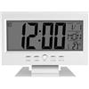 VOANZO Sveglia digitale, orologio da tavolo a batteria, mini con temperatura, display LCD argento, sveglia, comodino con calendario e visualizzazione della temperatura