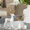 Generic Set di 2 Ornamenti Natalizi con Renne, Sculture di Cervi in Resina Sedute e in Piedi, Decorazioni per le Festività, Figurine Natalizie per la Casa e l'Albero (Bianco, Taglia Unica)