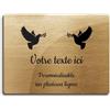 OCAP-FUNERAIRE.COM Targa incisa funeraria motivo due Colombe con ramoscelli autoadesivi modello rettangolare (20x15 cm) personalizzata da 1 a 3 righe oro spazzolato