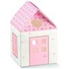 PuntoCasaStore 20 Pz Scatole Bomboniere Casetta Rosa Cartone 8x8x8 CM Pieghevoli con Cordino Portaconfetti Fai da Te Battesimo Nascita Bimba