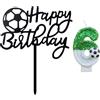 HDGSAFD 1 Candela da Calcio Numero 6 E 1 Biglietto di Buon Compleanno da Calcio, Candele Creative, Decorazione per Torta A Tema Calcistico