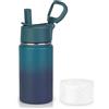 Volhoply Borraccia termica isolata in acciaio inox da 414 ml per bambini, a prova di perdite, con coperchio con cannuccia e stivale in silicone, senza BPA, facile da usare per ragazzi e ragazze