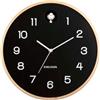 Karlsson Orologio a cucù Natural Cuckoo, nero, diametro 31,5 cm | Orologio da parete rotondo, scandinavo, moderno, in legno di betulla, per soggiorno